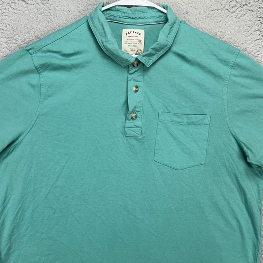 Fat Face Mens Polo Shirt 4XL Big Tall Teal Blue Rugby Short Sleeve Pocket Cotton